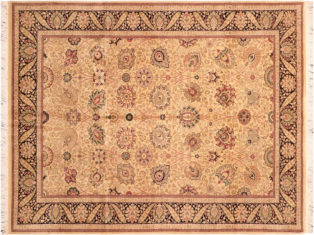 handmade Traditional New Mubashe Beige Black Hand Knotted RECTANGLE 100% WOOL area rug 6x9