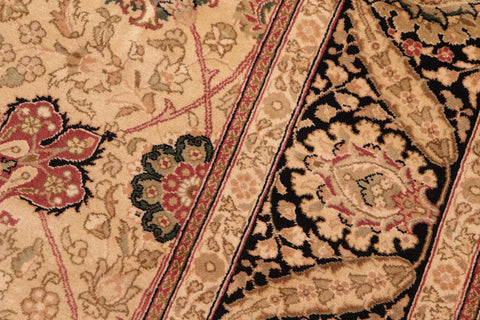 handmade Traditional New Mubashe Beige Black Hand Knotted RECTANGLE 100% WOOL area rug 6x9