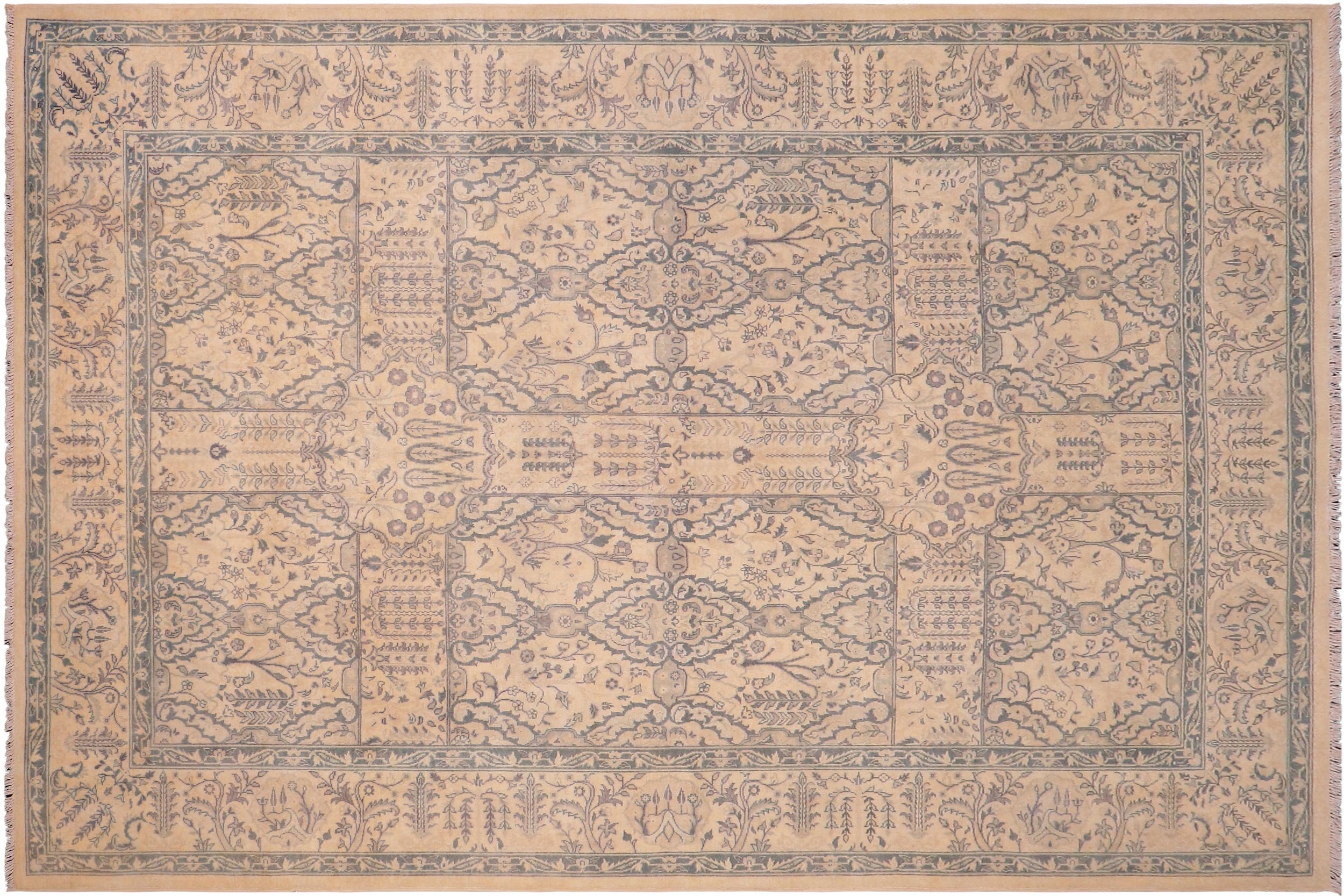 handmade Transitional Design Ivory Ivory Hand Knotted RECTANGLE 100% WOOL area rug 6' x 9'