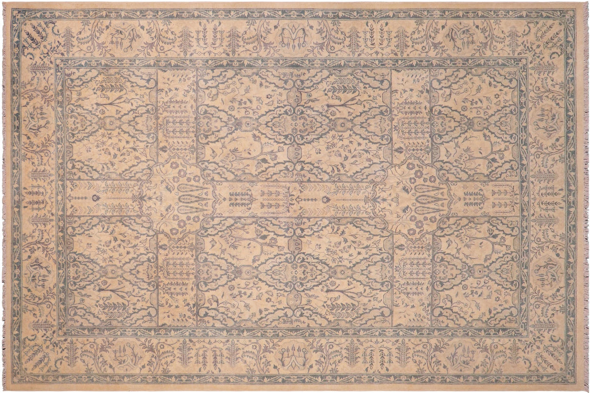 handmade Transitional Design Ivory Ivory Hand Knotted RECTANGLE 100% WOOL area rug 6' x 9'