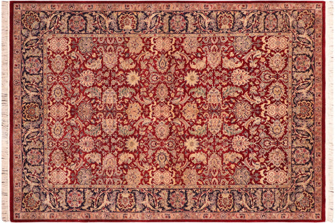 handmade Traditional Agra Red Blue Hand Knotted RECTANGLE 100% WOOL area rug 6x9