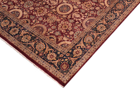 handmade Transitional Agra Tabriz Aubergine Blue Hand Knotted RECTANGLE 100% WOOL area rug 8 x 10