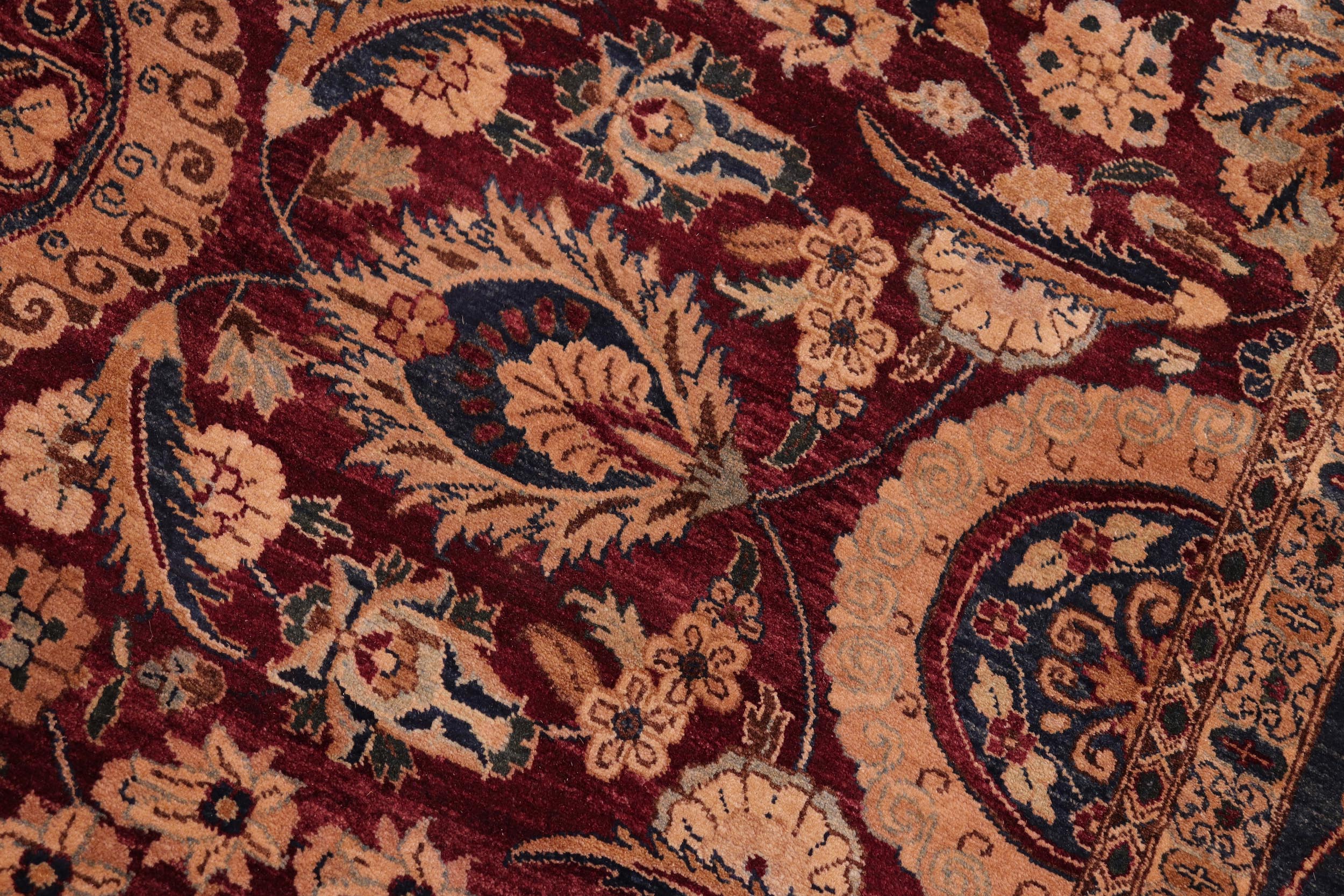 handmade Transitional Agra Tabriz Aubergine Blue Hand Knotted RECTANGLE 100% WOOL area rug 8 x 10