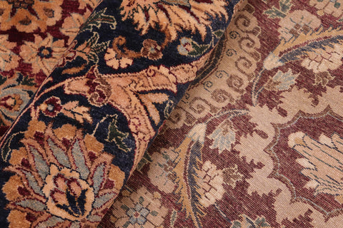 handmade Transitional Agra Tabriz Aubergine Blue Hand Knotted RECTANGLE 100% WOOL area rug 8 x 10