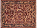 handmade Traditional Agra Tabriz Aubergine Blue Hand Knotted RECTANGLE 100% WOOL area rug 8x10
