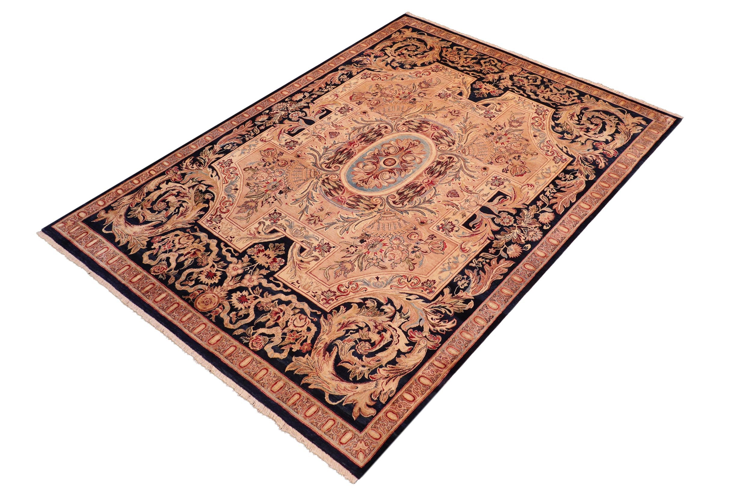handmade Traditional Angola Tan Blue Hand Knotted RECTANGLE 100% WOOL area rug 8 x 10