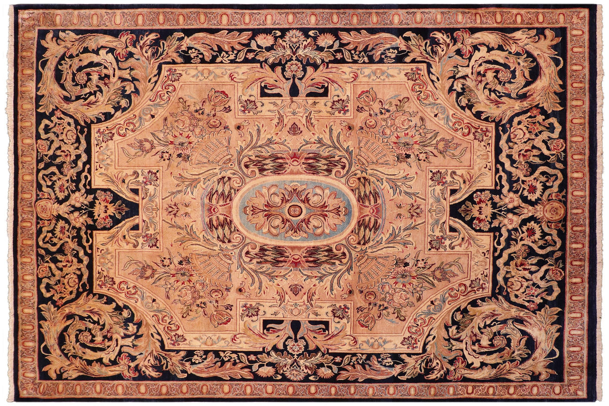 handmade Traditional Angola Tan Blue Hand Knotted RECTANGLE 100% WOOL area rug 8 x 10