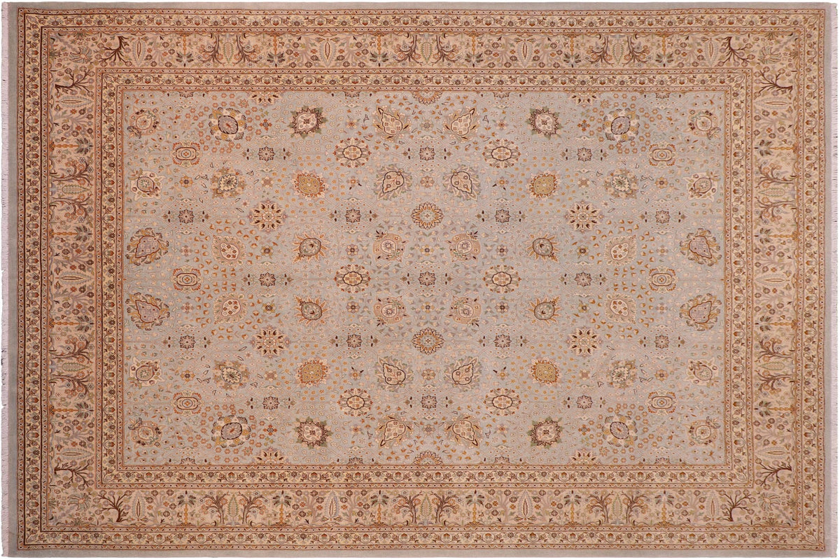 handmade Traditional Design Lt. Blue Tan Hand Knotted RECTANGLE 100% WOOL area rug 8' x 10'