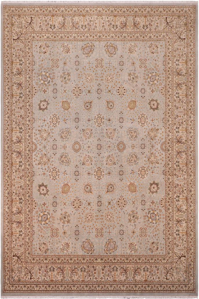 handmade Traditional Design Lt. Blue Tan Hand Knotted RECTANGLE 100% WOOL area rug 8'X10'