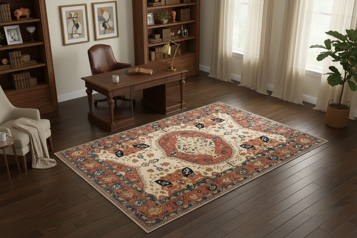 handmade Traditional Kafkaz Beige Rust Hand Knotted RECTANGLE 100% WOOL area rug 9' x 13'