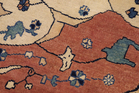 handmade Traditional Kafkaz Beige Rust Hand Knotted RECTANGLE 100% WOOL area rug 9' x 13'