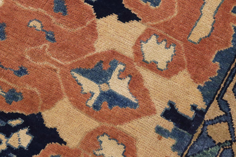 handmade Traditional Kafkaz Beige Rust Hand Knotted RECTANGLE 100% WOOL area rug 9' x 13'
