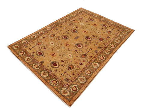 handmade Traditional Antique Gold Olive Green Hand Knotted RECTANGLE 100% WOOL area rug 9x12
