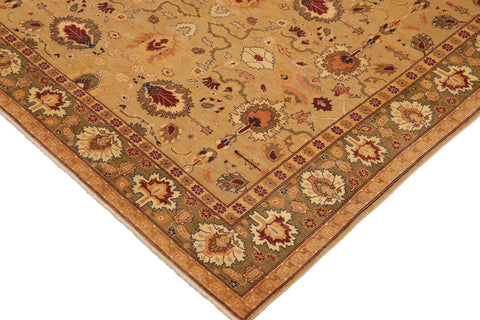 handmade Traditional Antique Tan Olive Green Hand Knotted RECTANGLE 100% WOOL area rug 10x13