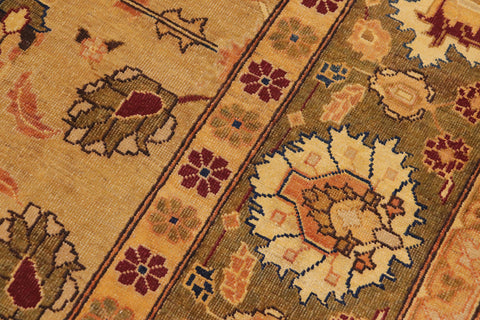 handmade Traditional Antique Tan Olive Green Hand Knotted RECTANGLE 100% WOOL area rug 10x13