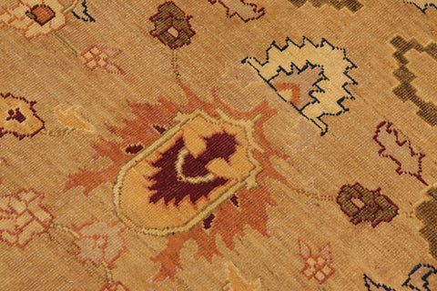 handmade Traditional Antique Tan Olive Green Hand Knotted RECTANGLE 100% WOOL area rug 10x13