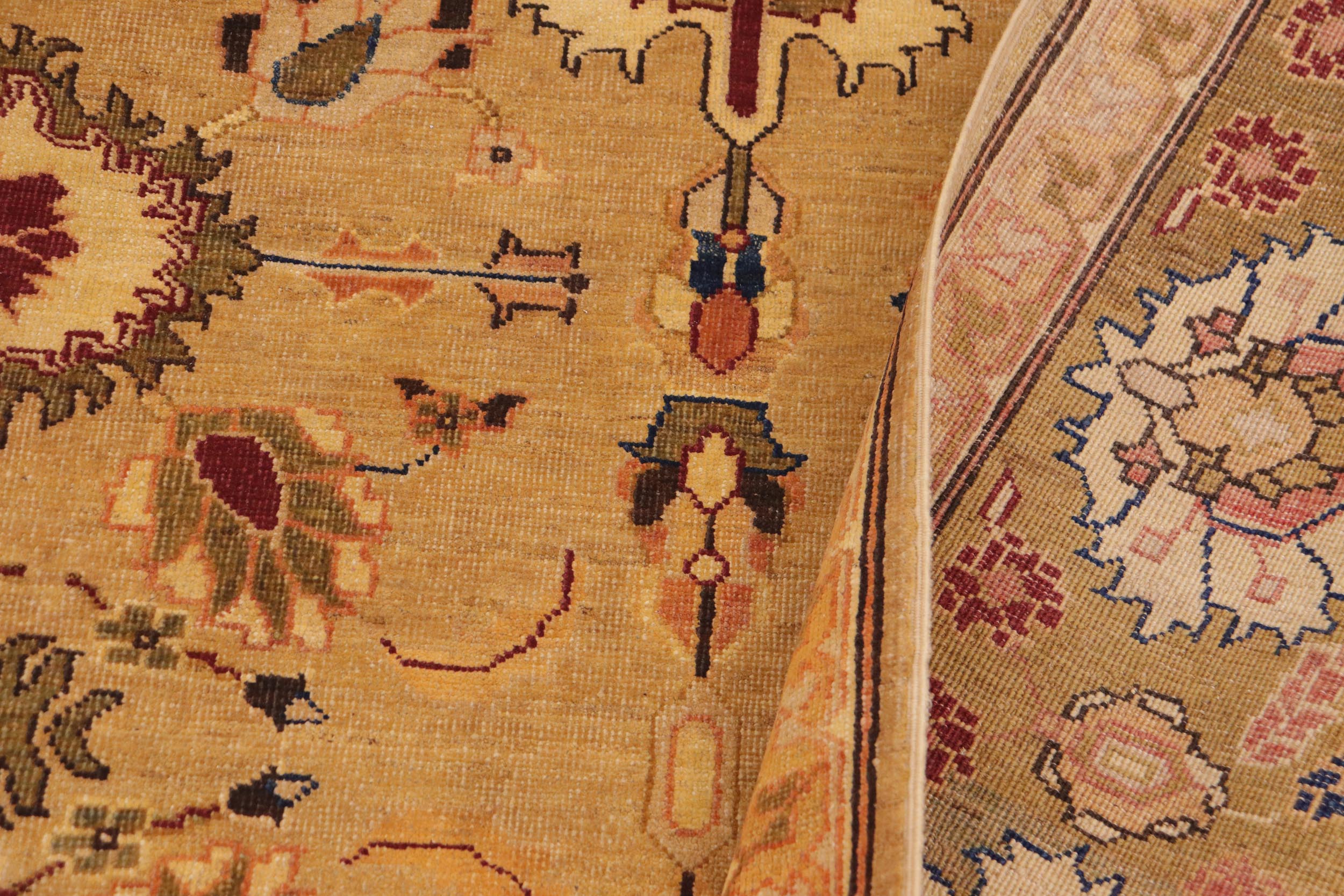 handmade Traditional Antique Tan Olive Green Hand Knotted RECTANGLE 100% WOOL area rug 10x13