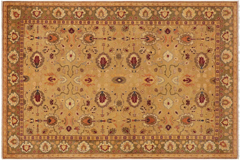 handmade Traditional Antique Tan Olive Green Hand Knotted RECTANGLE 100% WOOL area rug 10x13