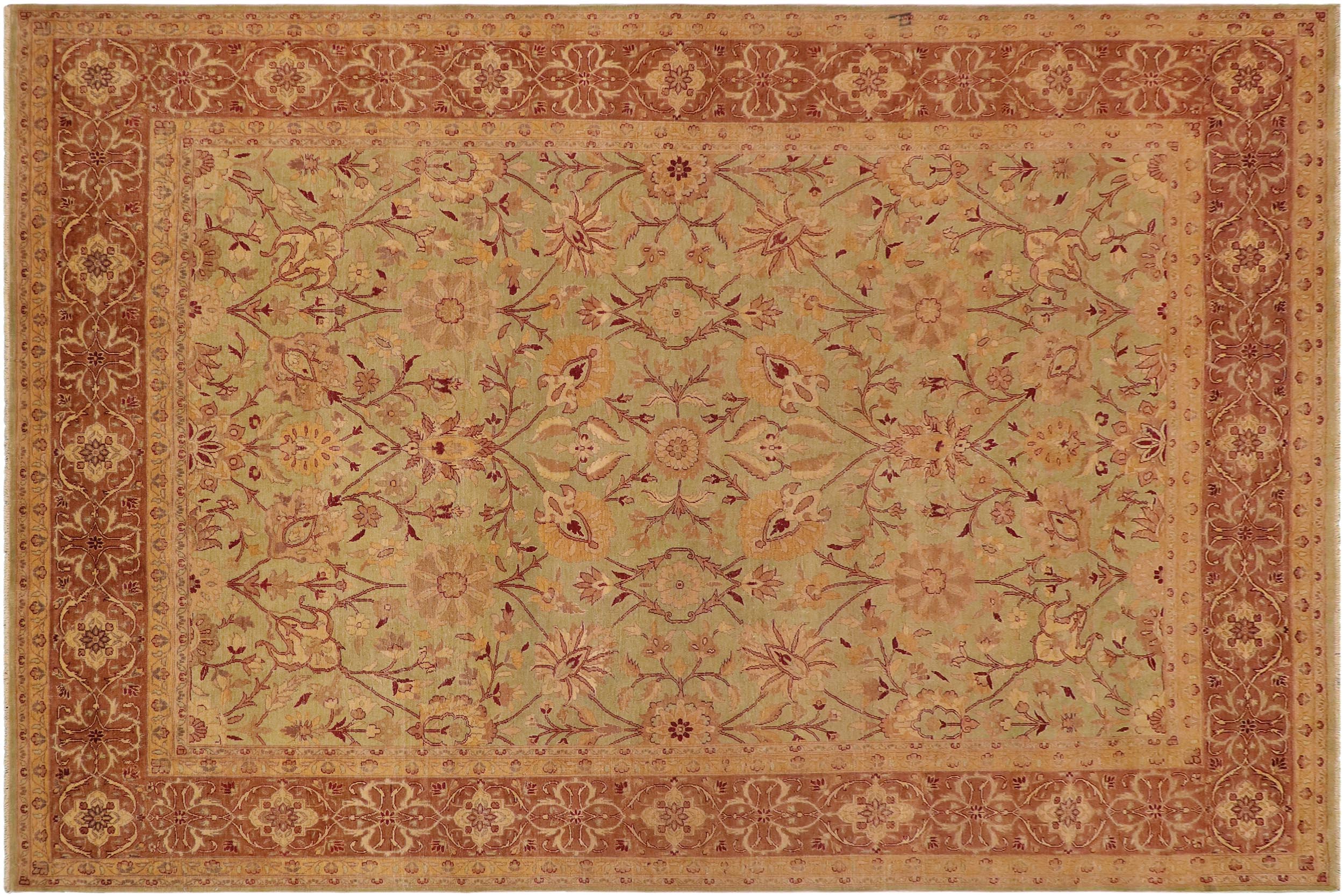 handmade Traditional Antique Lt. Green Lt. Brown Hand Knotted RECTANGLE 100% WOOL area rug 9x12