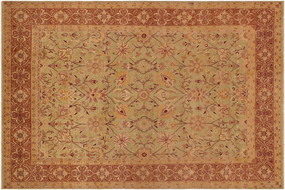 handmade Traditional Antique Lt. Green Lt. Brown Hand Knotted RECTANGLE 100% WOOL area rug 9x12