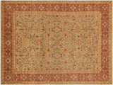 Antique Lavastone Low-Pile Dania Lt. Green/Lt. Brown Wool Rug - 9'1'' x 12'1''