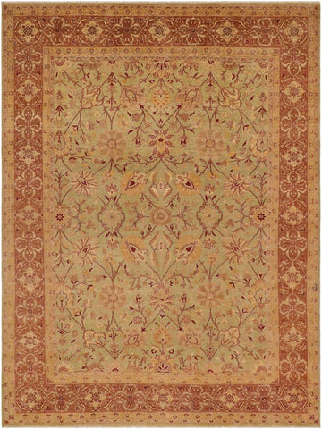 handmade Traditional Antique Lt. Green Lt. Brown Hand Knotted RECTANGLE 100% WOOL area rug 9x12