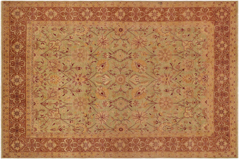 handmade Traditional Antique Lt. Green Lt. Brown Hand Knotted RECTANGLE 100% WOOL area rug 9x12