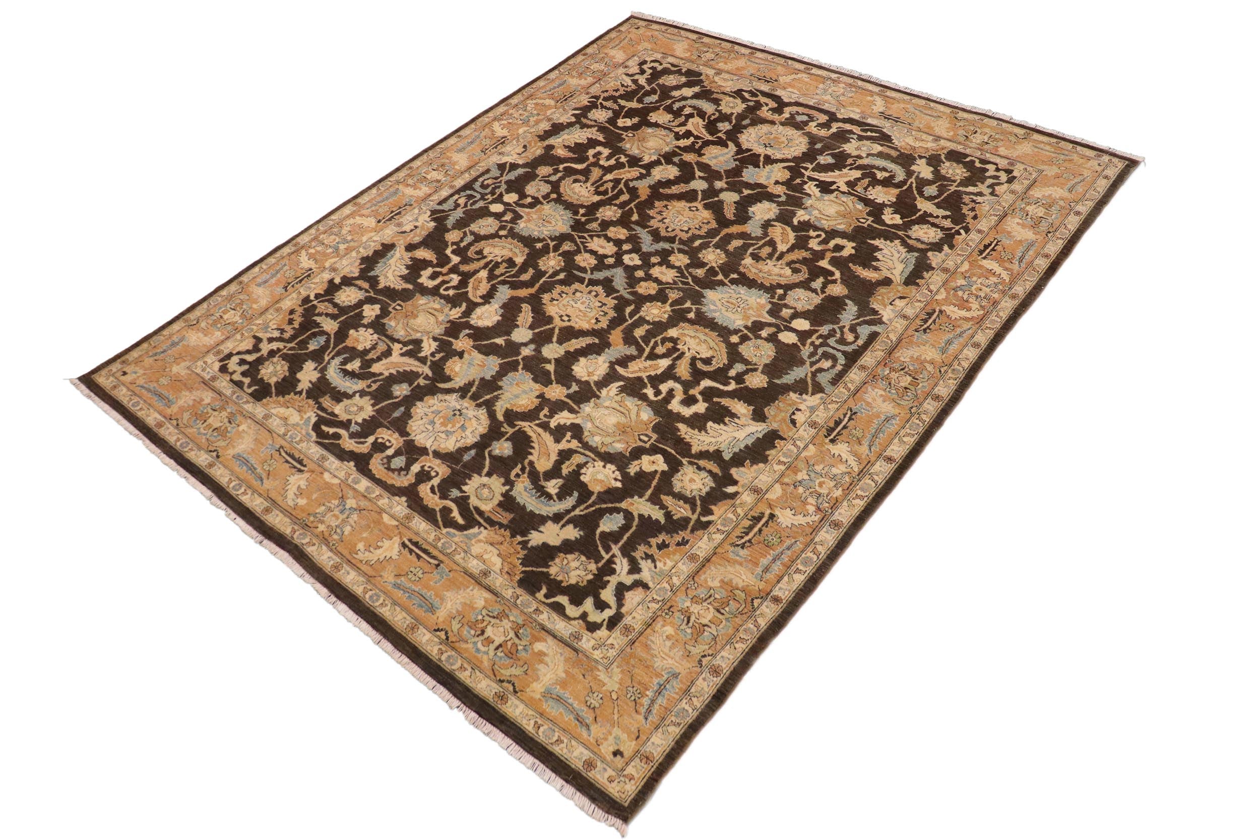 handmade Traditional Kafkaz Charcoal Brown Hand Knotted RECTANGLE 100% WOOL area rug 9x11