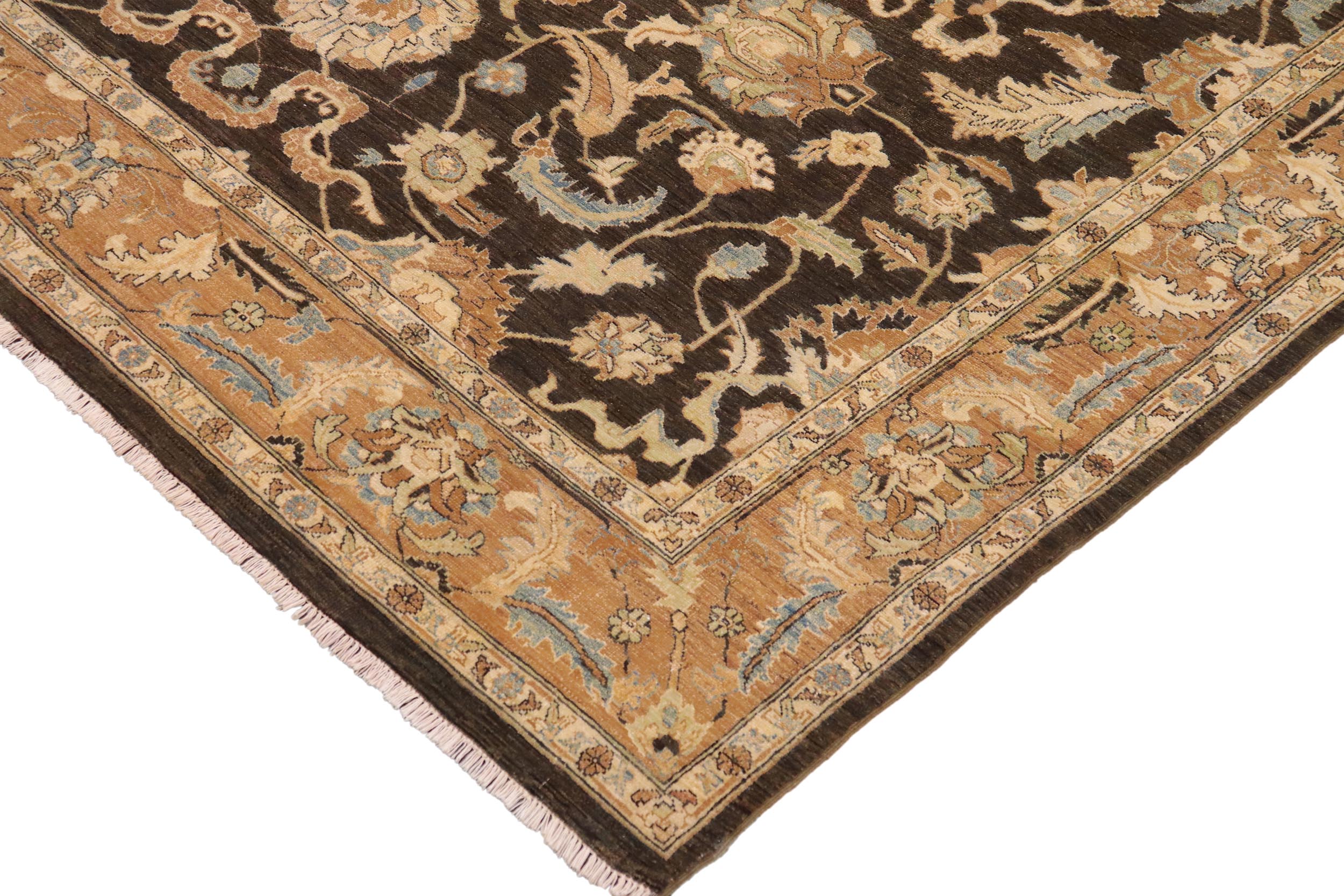 handmade Traditional Kafkaz Charcoal Brown Hand Knotted RECTANGLE 100% WOOL area rug 9x11