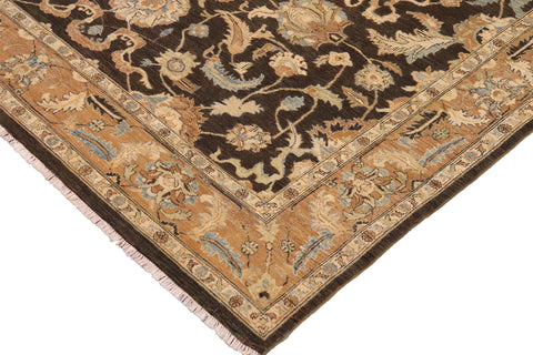 handmade Traditional Kafkaz Charcoal Brown Hand Knotted RECTANGLE 100% WOOL area rug 9x11