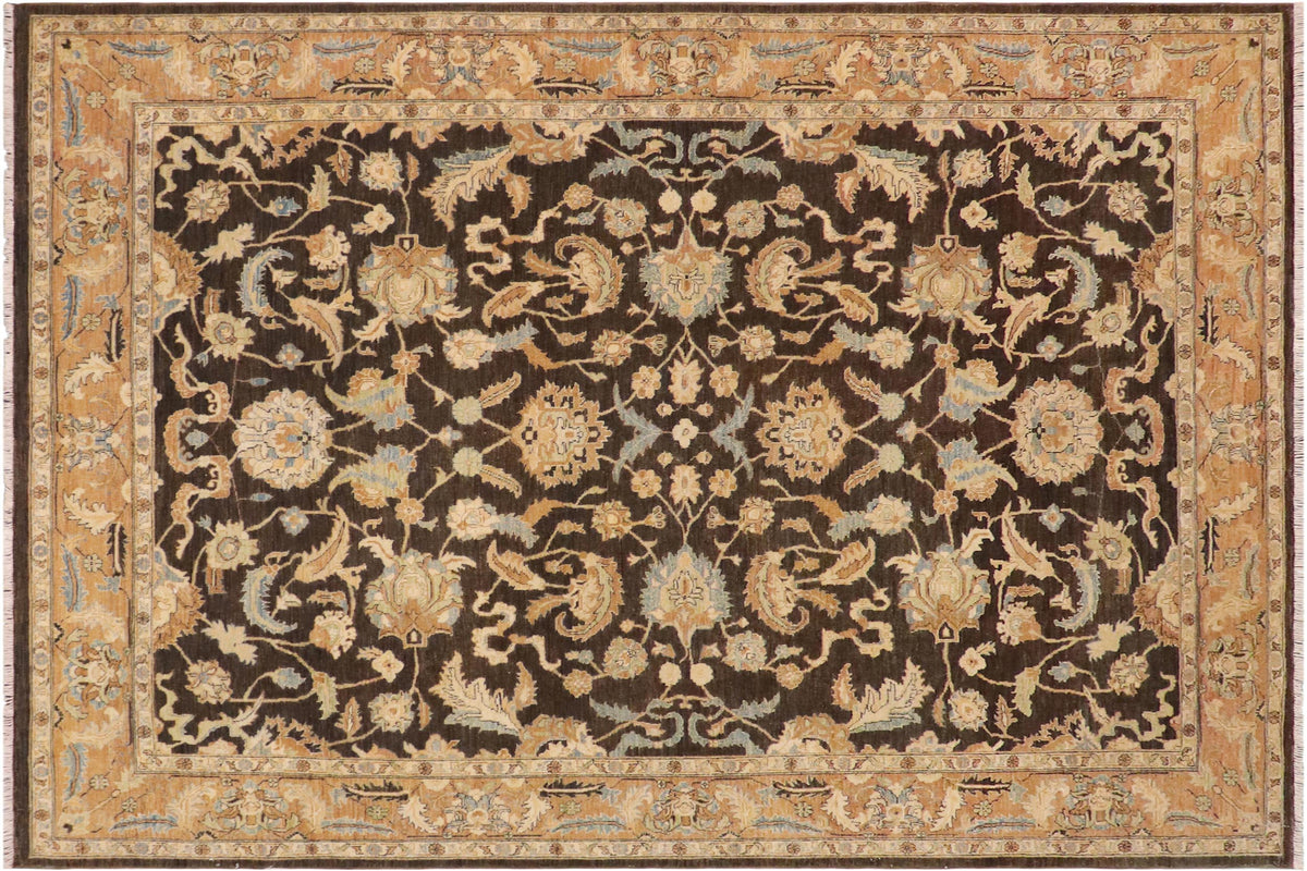 handmade Traditional Kafkaz Charcoal Brown Hand Knotted RECTANGLE 100% WOOL area rug 9x11