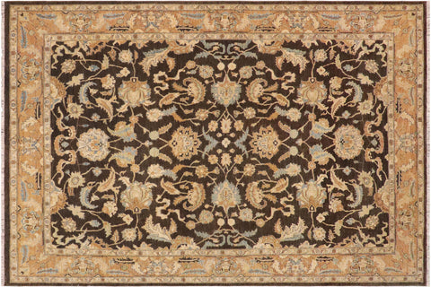 handmade Traditional Kafkaz Charcoal Brown Hand Knotted RECTANGLE 100% WOOL area rug 9x11