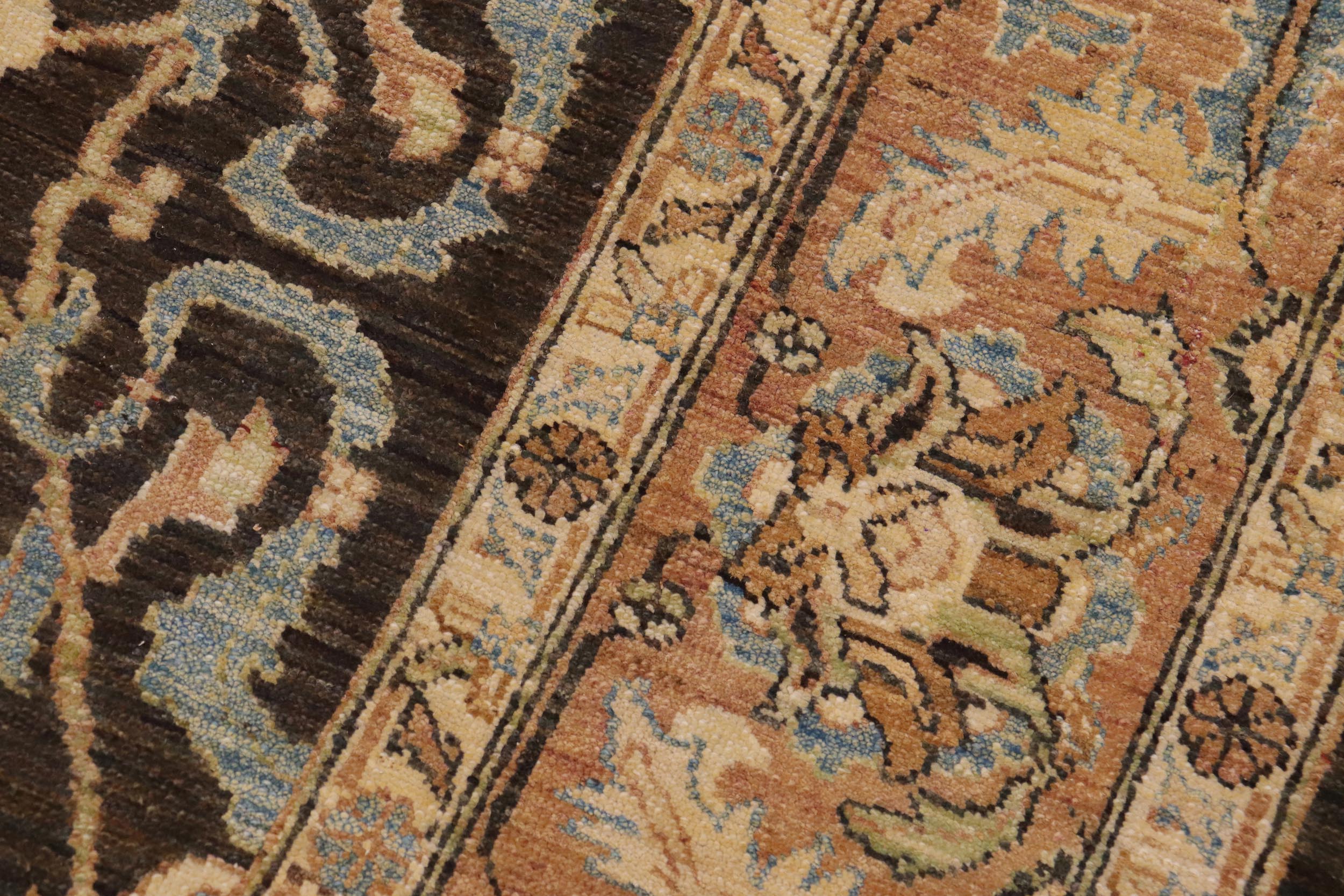 handmade Traditional Kafkaz Charcoal Brown Hand Knotted RECTANGLE 100% WOOL area rug 9x11