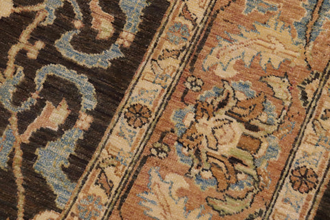 handmade Traditional Kafkaz Charcoal Brown Hand Knotted RECTANGLE 100% WOOL area rug 9x11
