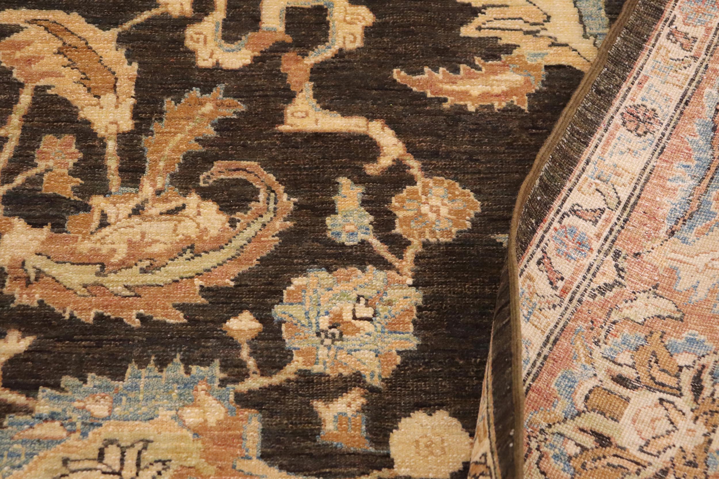 handmade Traditional Kafkaz Charcoal Brown Hand Knotted RECTANGLE 100% WOOL area rug 9x11