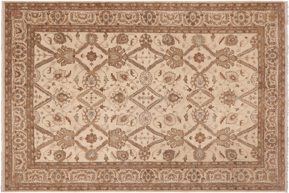 handmade Transitional Kafkaz Beige Blue Hand Knotted RECTANGLE 100% WOOL area rug 9' x 13'