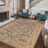 handmade Traditional Kafkaz Blue Beige Hand Knotted RECTANGLE 100% WOOL area rug 9 x 12