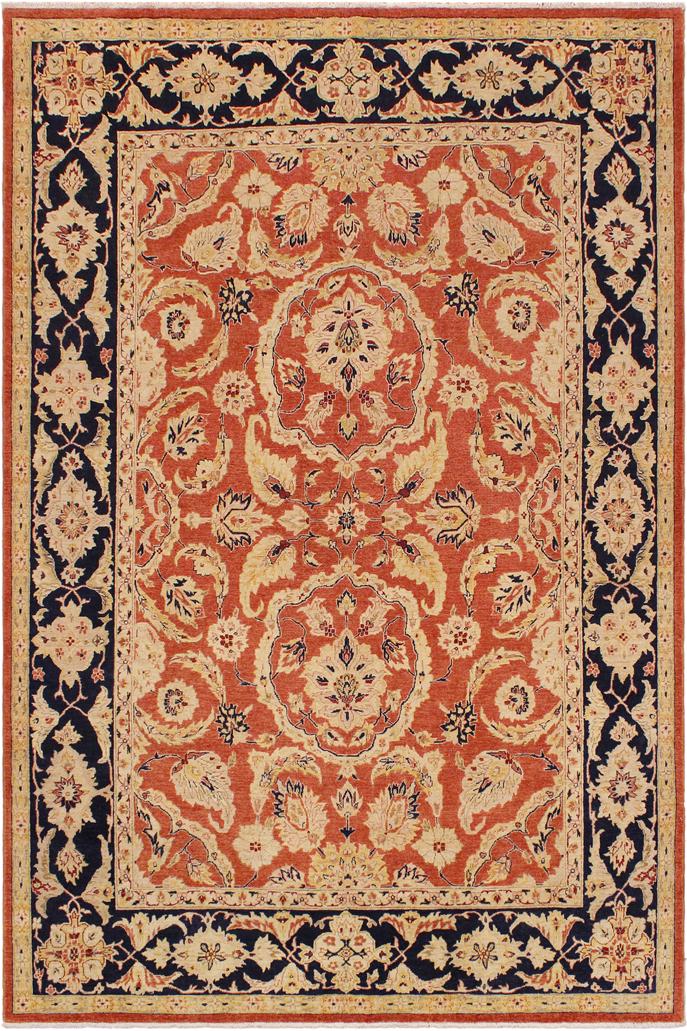 handmade Traditional Kafkaz Rust Blue Hand Knotted RECTANGLE 100% WOOL area rug 9X12