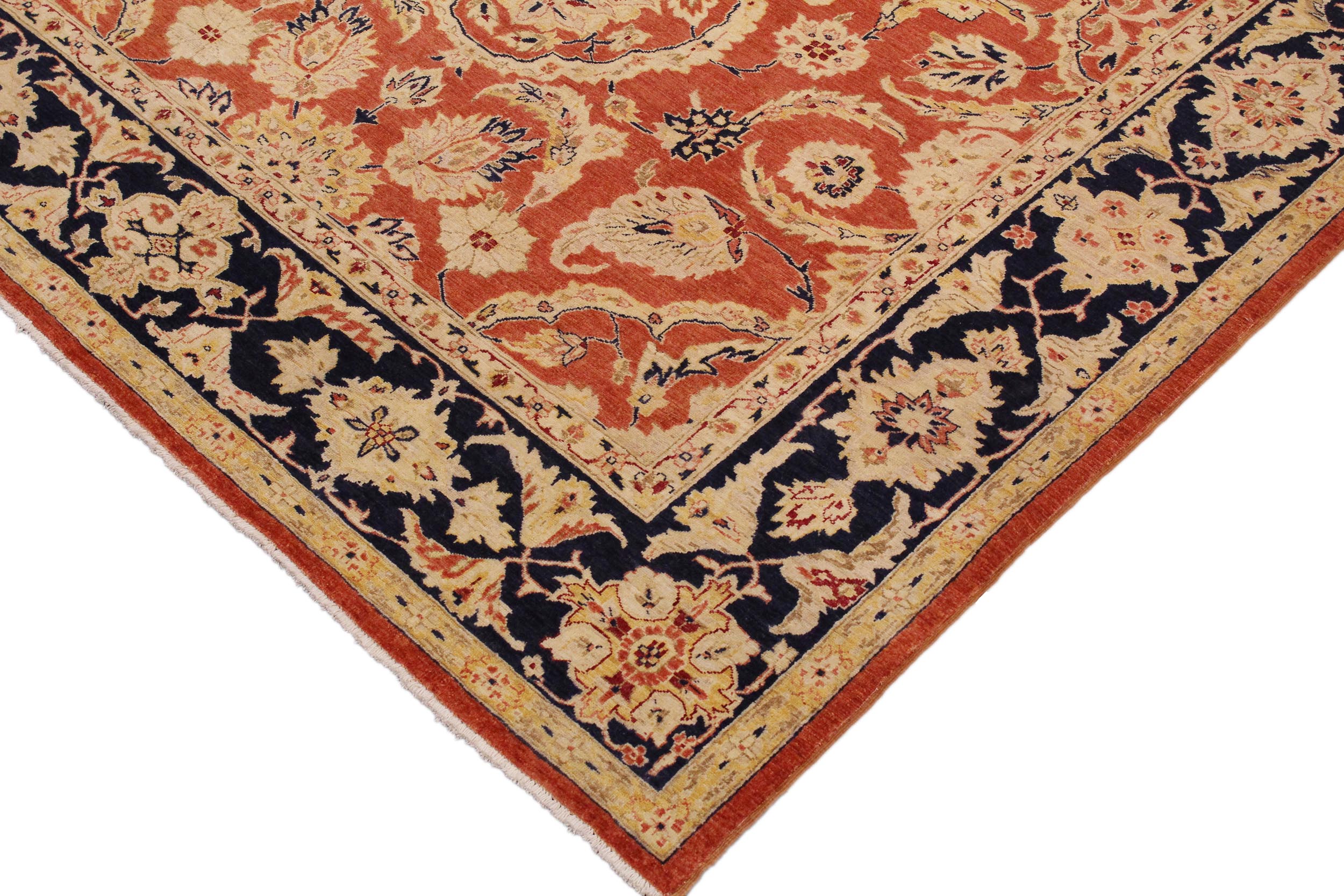 handmade Traditional Kafkaz Rust Blue Hand Knotted RECTANGLE 100% WOOL area rug 9x12