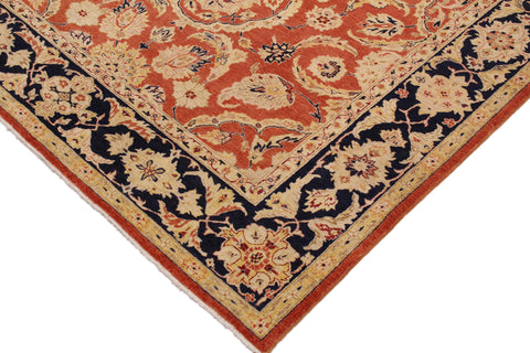 handmade Traditional Kafkaz Rust Blue Hand Knotted RECTANGLE 100% WOOL area rug 9x12