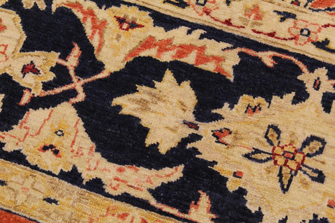 handmade Traditional Kafkaz Rust Blue Hand Knotted RECTANGLE 100% WOOL area rug 9X12