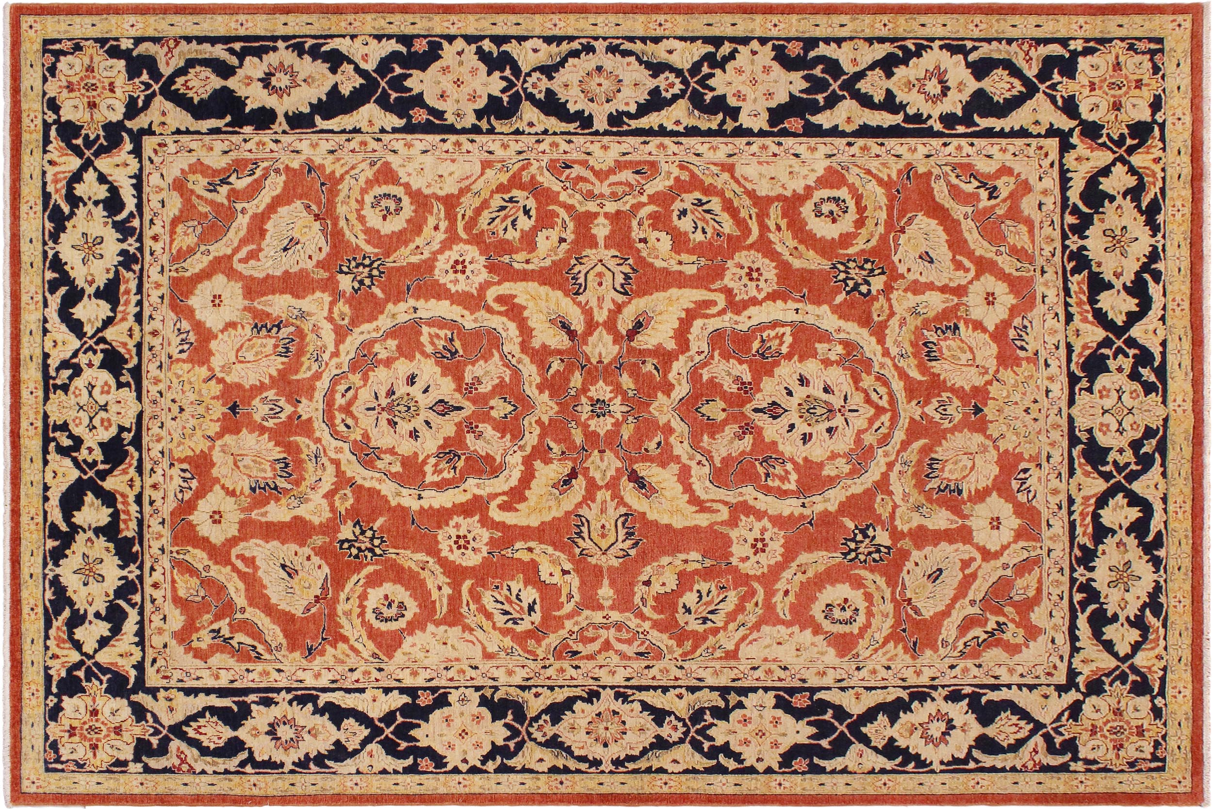 handmade Traditional Kafkaz Rust Blue Hand Knotted RECTANGLE 100% WOOL area rug 9x12
