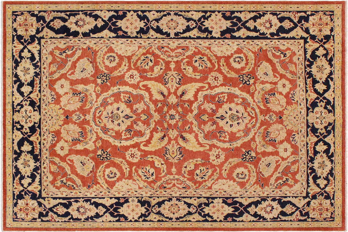 handmade Traditional Kafkaz Rust Blue Hand Knotted RECTANGLE 100% WOOL area rug 9x12