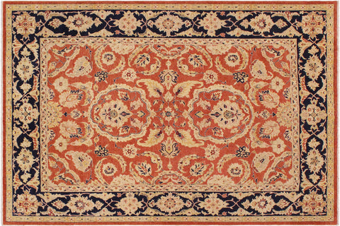 handmade Traditional Kafkaz Rust Blue Hand Knotted RECTANGLE 100% WOOL area rug 9x12
