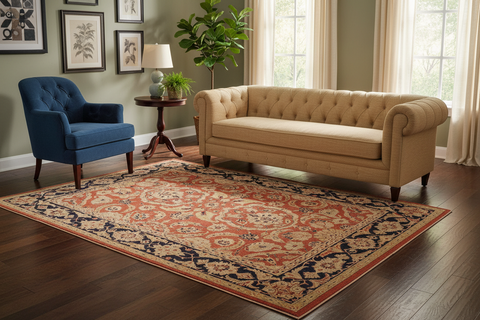 handmade Traditional Kafkaz Rust Blue Hand Knotted RECTANGLE 100% WOOL area rug 9x12