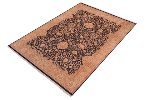 handmade Transitional Sultan Blue Tan Hand Knotted RECTANGLE 100% WOOL area rug 8 x 10