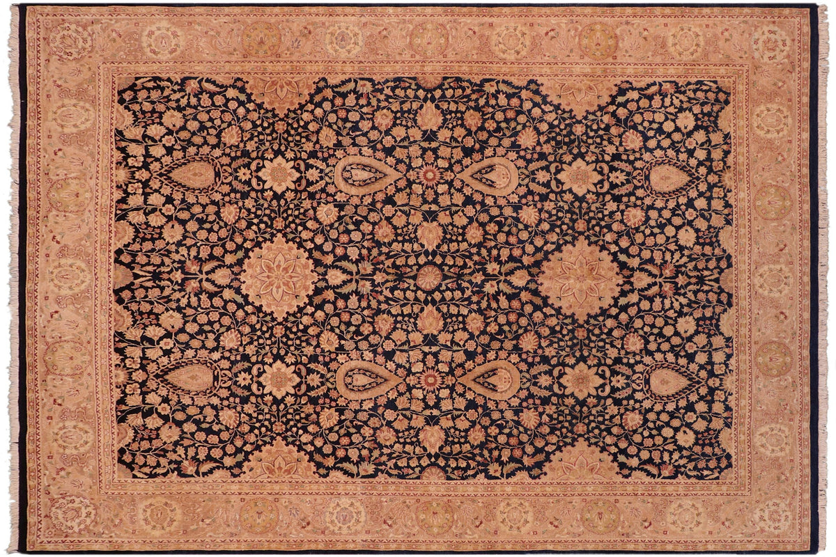 handmade Transitional Sultan Blue Tan Hand Knotted RECTANGLE 100% WOOL area rug 8x10