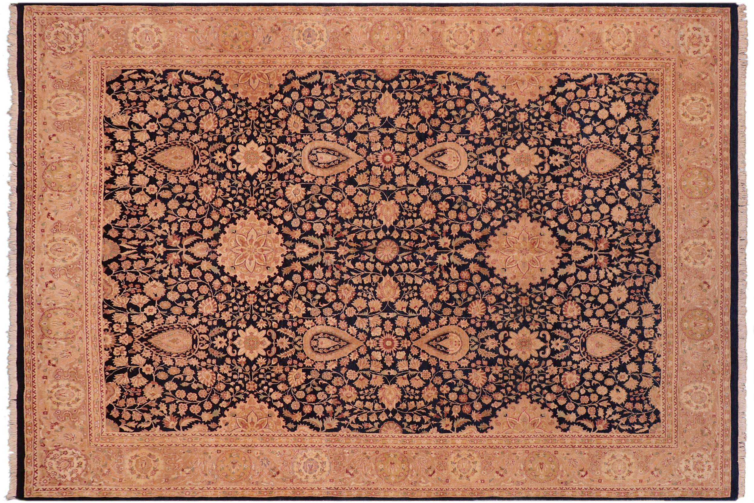 handmade Transitional Sultan Blue Tan Hand Knotted RECTANGLE 100% WOOL area rug 8 x 10