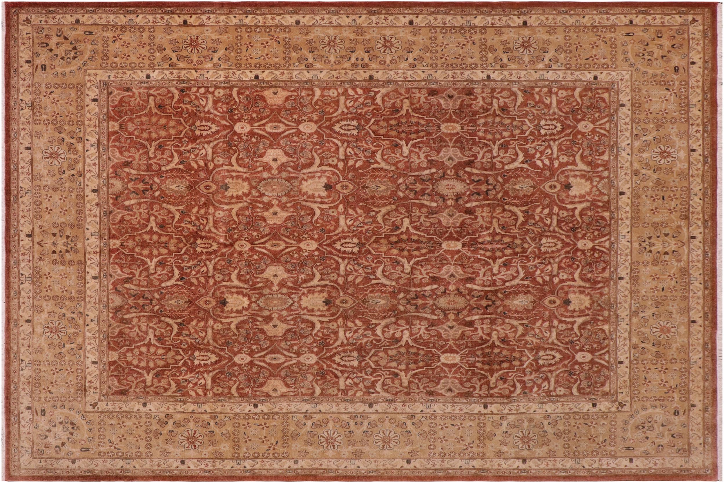 handmade Transitional Lahore Lt. Brown Gold Hand Knotted RECTANGLE 100% WOOL area rug 8' x 10'