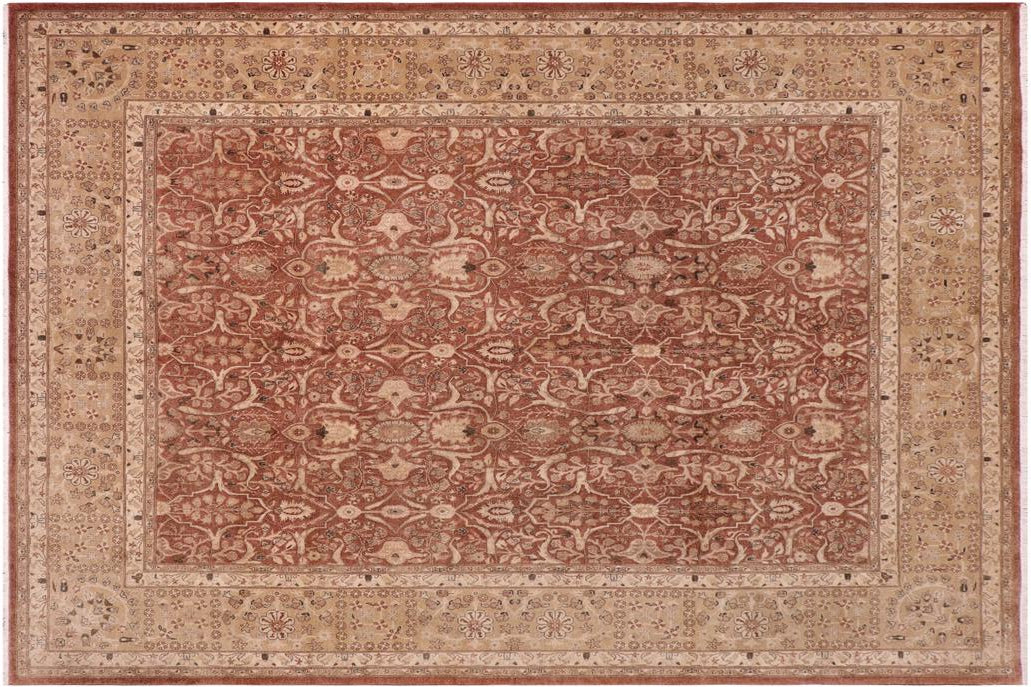 handmade Traditional Lahore Lt. Brown Gold Hand Knotted RECTANGLE 100% WOOL area rug 8'X10'